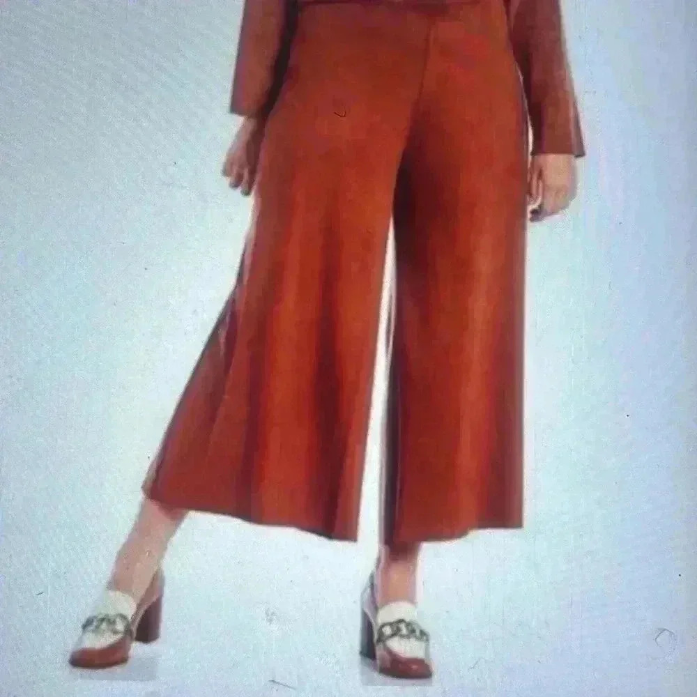NWT BRYN WALKER ELLA FAUX SUEDE WIDE LEG PSNTS IN SEQUOIA BROWN XXS